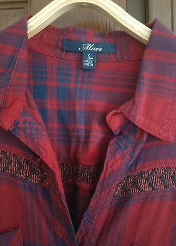 Mavi Jeans Bordo Uzun Kollu Düğmeli Bohem Kadın Gömlek