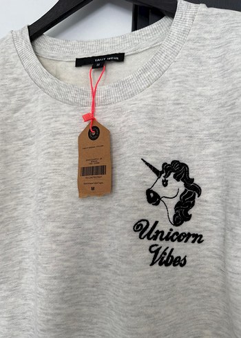 Gri Baskılı Kadın Sweatshirt
