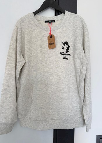 Diğer Gri Baskılı Kadın Sweatshirt