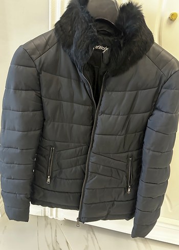 NetWork Siyah Kürklü Kadın Kışlık Mont - Görsel 2