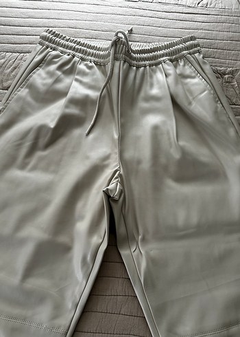 Zara Kadın Bej Bol Kesim deri jogger Pantolon - Görsel 10