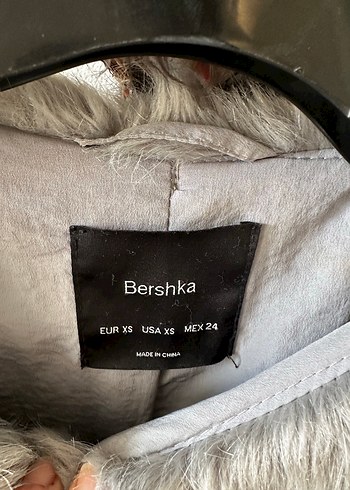 Bershka Gri Kadın Midi Suni Kürk Ceket - Görsel 6