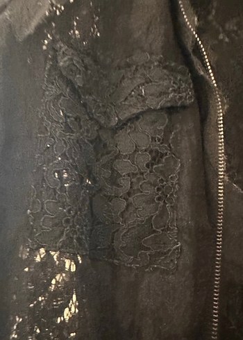 Twist Siyah Dantel Detaylı  Mini Ceket - Görsel 9