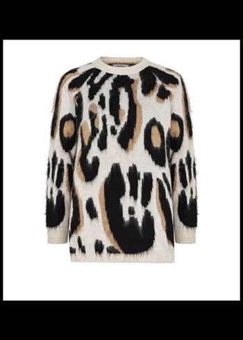 İpekyol Kadın Bej  hayvan Desenli Salaş Kazak - Görsel 2