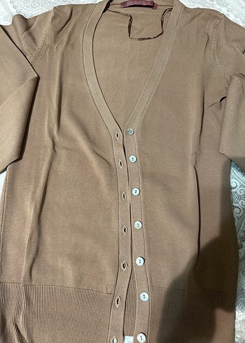 Merserize Düğmeli Kahverengi Kadın Hırka - Görsel 9