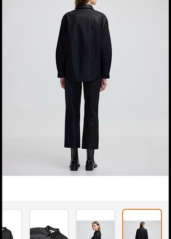 Kadın Siyah Deri  gömlek  Ceket - Görsel 6