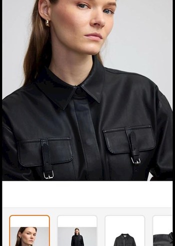 Kadın Siyah Deri  gömlek  Ceket - Görsel 2