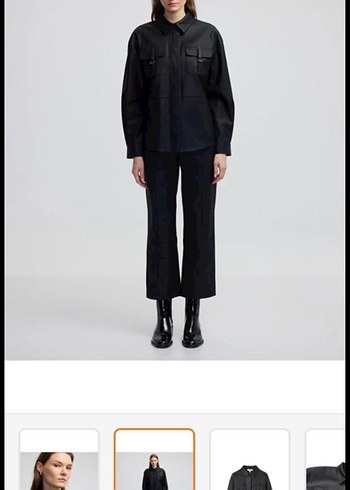 Kadın Siyah Deri  gömlek  Ceket - Görsel 4