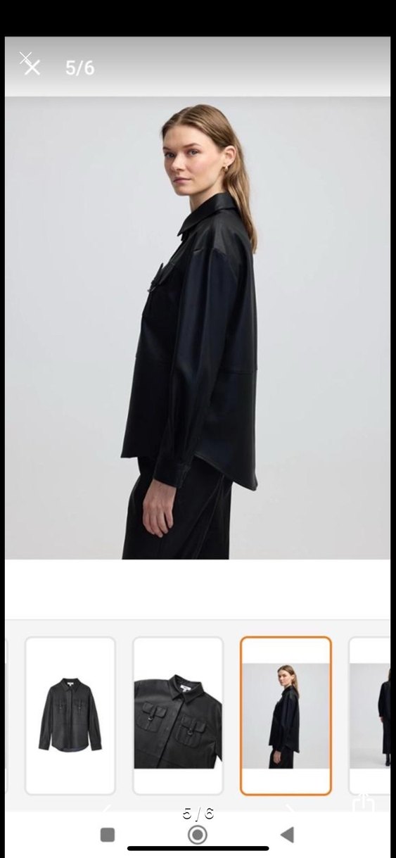 Kadın Siyah Deri  gömlek  Ceket - Görsel 5