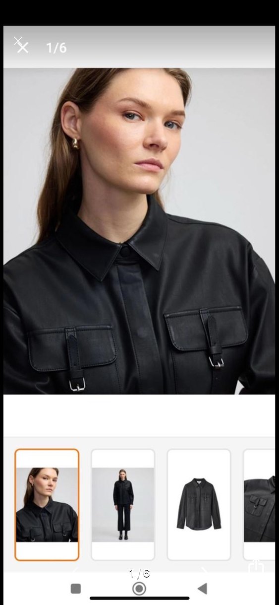 Kadın Siyah Deri  gömlek  Ceket - Görsel 2