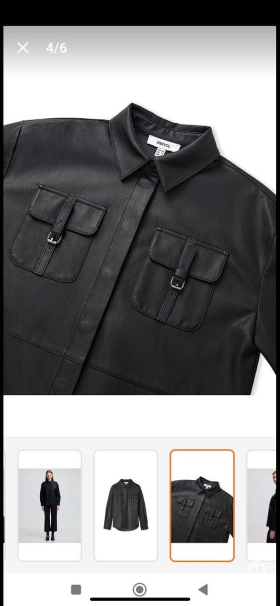 Kadın Siyah Deri  gömlek  Ceket - Görsel 3