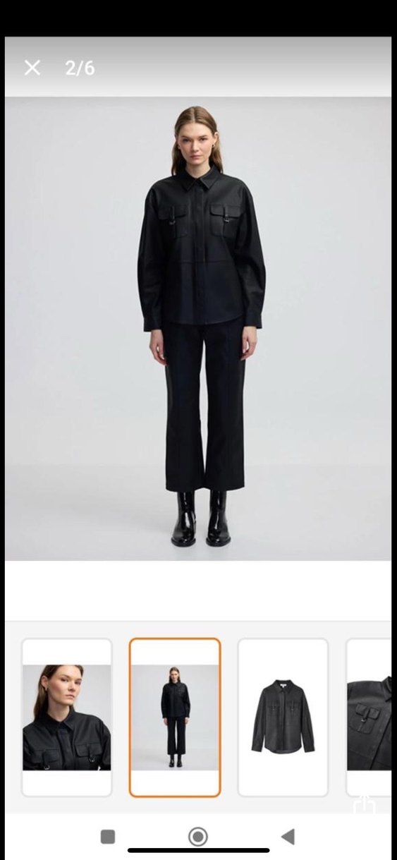 Kadın Siyah Deri  gömlek  Ceket - Görsel 4