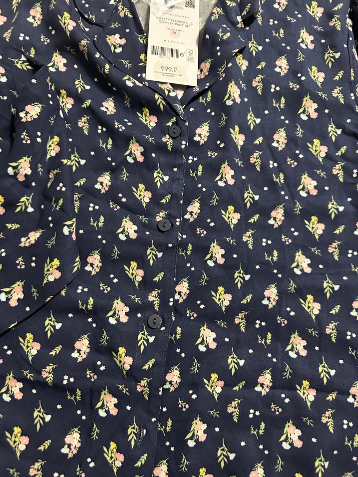 Penti marka Çiçek Desenli Pamuklu V Yaka pijama takımı - Görsel 5