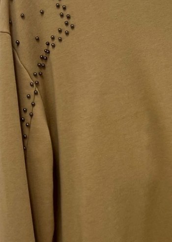 Bej Süet Görünümlü Rahat Kesim sweatshirt - Görsel 4