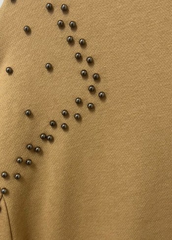 Bej Süet Görünümlü Rahat Kesim sweatshirt - Görsel 6