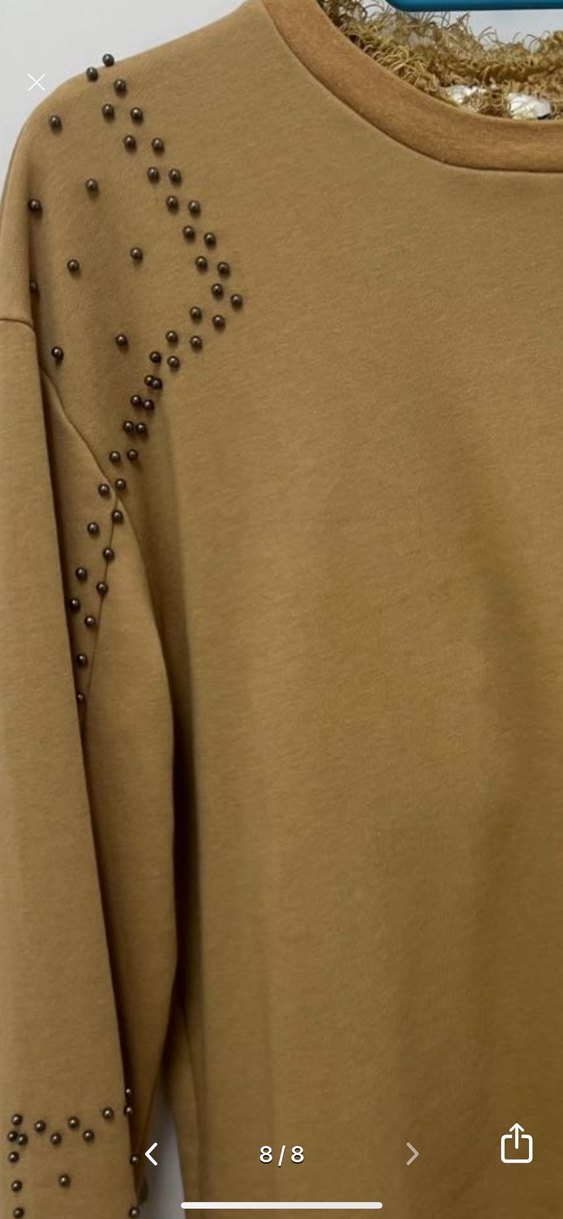 Bej Süet Görünümlü Rahat Kesim sweatshirt - Görsel 4