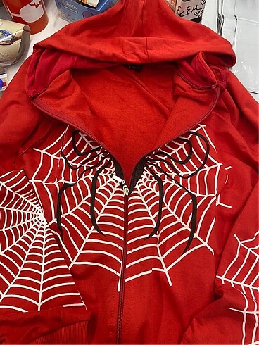 m Beden kırmızı Renk Köstebek spider sweatshirt
