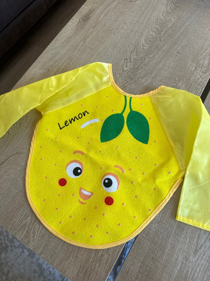 Sarı Baskılı Uzun Kollu Bebek Önlüğü etkinlik boyama önlüğü - Görsel 4