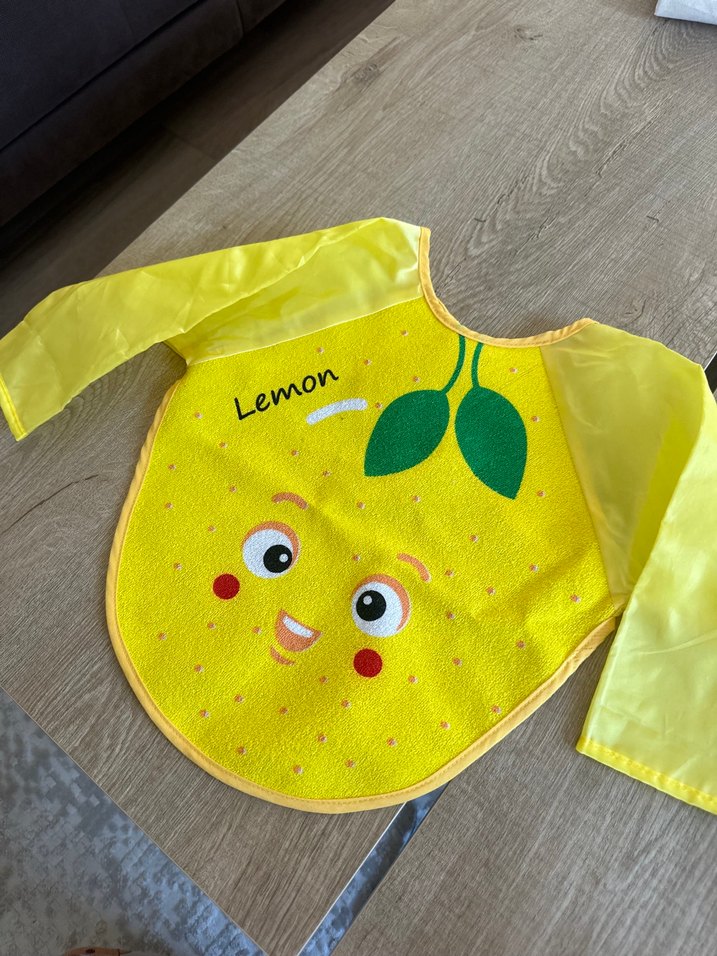 Sarı Baskılı Uzun Kollu Bebek Önlüğü etkinlik boyama önlüğü - Görsel 3