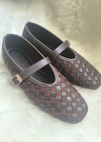 Kahverengi Tokalı Blok Topuklu Kadın Babet - Görsel 2