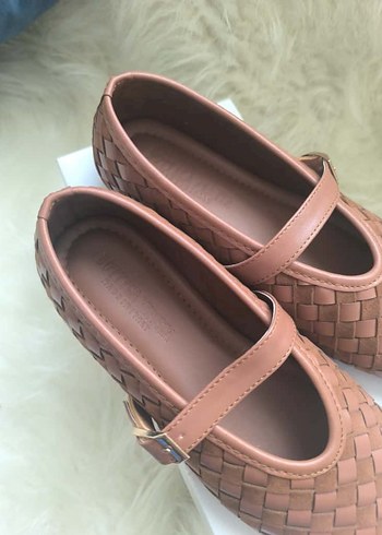 taba rengi Kareli Tokalı Kadın Babet - Görsel 2