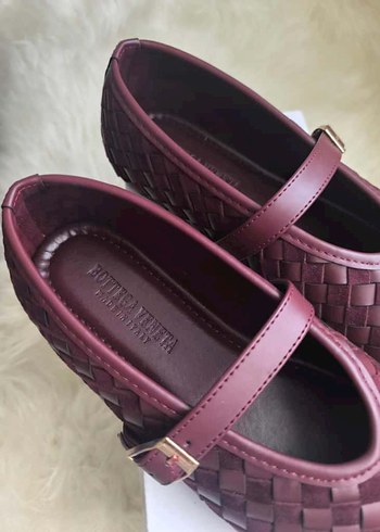 Bordo Deri Tokalı Kadın Babet - Görsel 2