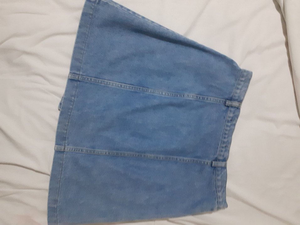 Mavi Düğmeli Denim Mini Etek - Görsel 2