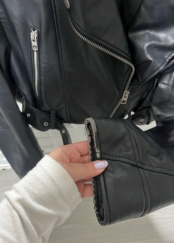 Zara Zara Siyah Deri Biker Ceket