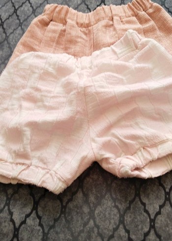 12-18 Ay Beden ten rengi Renk Kız Çocuk Bej Mini Keten Şort
