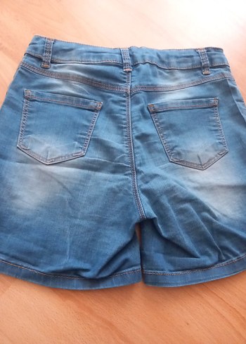 Nakışlı Koyu Mavi Kız Kot Şort - Görsel 10