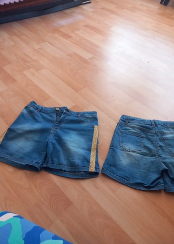 Nakışlı Koyu Mavi Kız Kot Şort - Görsel 8