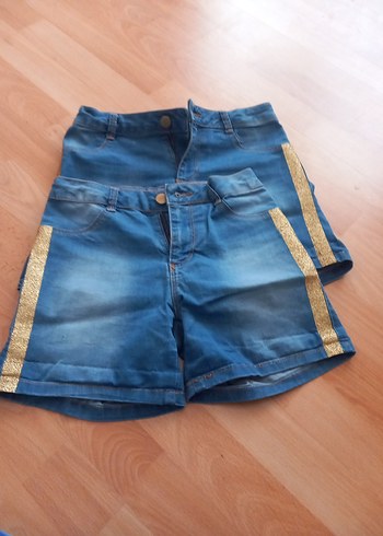 Nakışlı Koyu Mavi Kız Kot Şort - Görsel 11