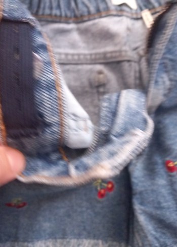 Nakışlı Koyu Mavi Kız Kot Şort - Görsel 7