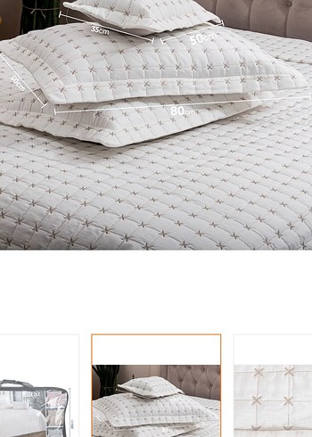 İşlemeli krem Yatak Örtüsü - Görsel 4