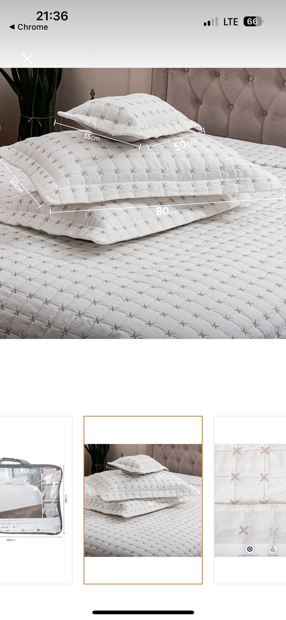 İşlemeli krem Yatak Örtüsü - Görsel 4