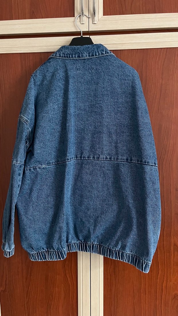 Kadın Mavi Fermuarlı Denim Ceket - Görsel 3