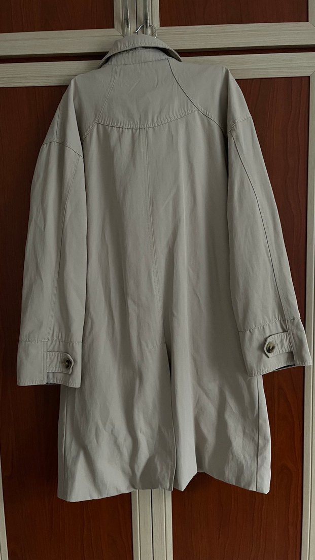 Düğmeli Bej Midi Kadın Trençkot - Görsel 2