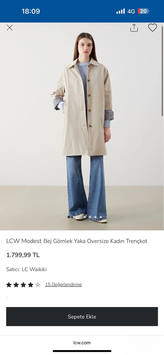 Düğmeli Bej Midi Kadın Trençkot - Görsel 4