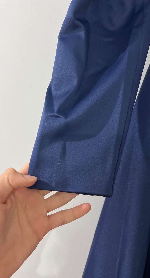 Lacivert Drapeli Uzun Kadın Abiye Elbise - Görsel 4