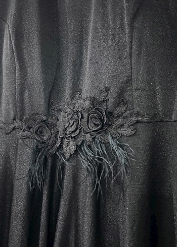 Uzun Kollu Siyah Gotik Abiye Elbise - Görsel 3