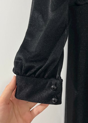 Uzun Kollu Siyah Gotik Abiye Elbise - Görsel 4