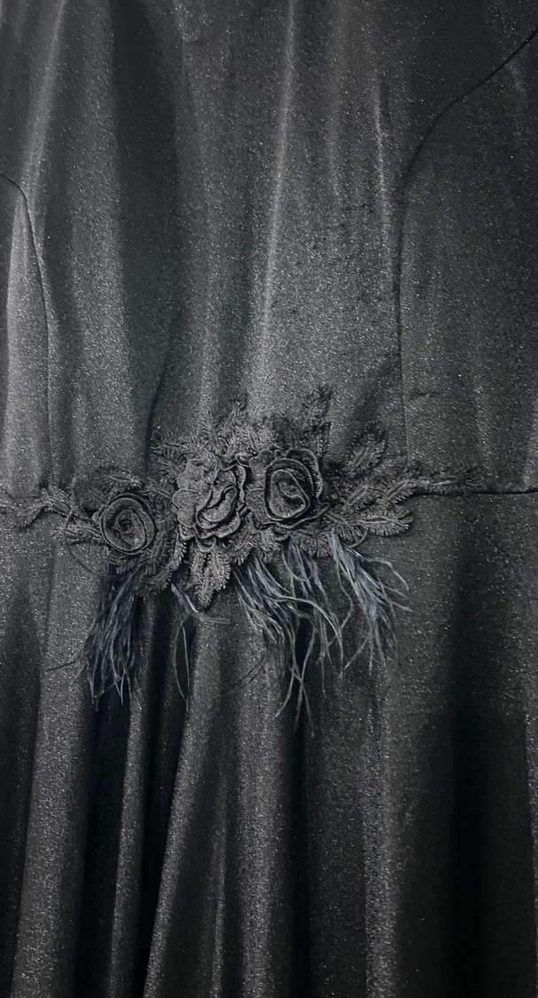 Uzun Kollu Siyah Gotik Abiye Elbise - Görsel 3