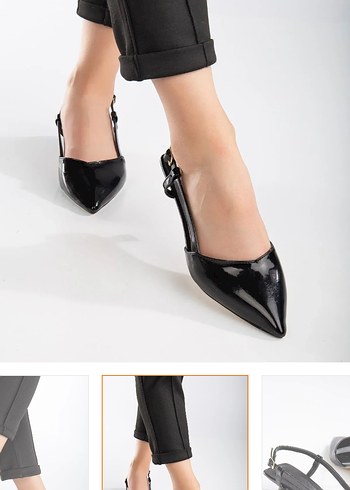 38 Beden Klasik Siyah Stiletto Topuklu Kadın Ayakkabı