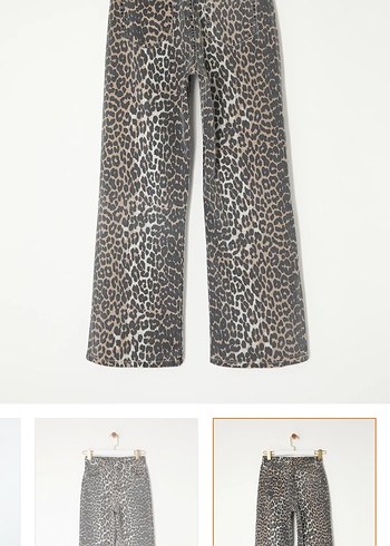 s Beden gri Renk Leopar Desenli Kadın Bol Kesim Jean