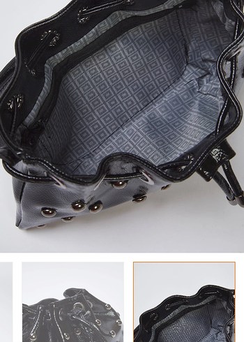 Yılan Desenli Siyah Deri Rock Punk Çanta - Görsel 6