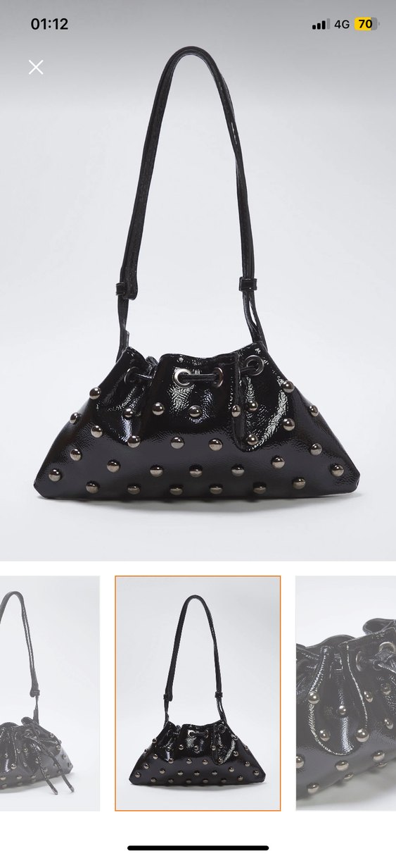 Yılan Desenli Siyah Deri Rock Punk Çanta - Görsel 3