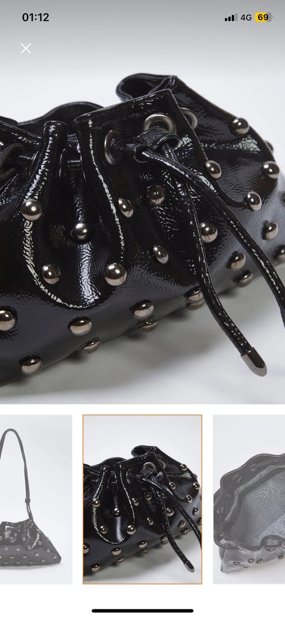 Yılan Desenli Siyah Deri Rock Punk Çanta - Görsel 5