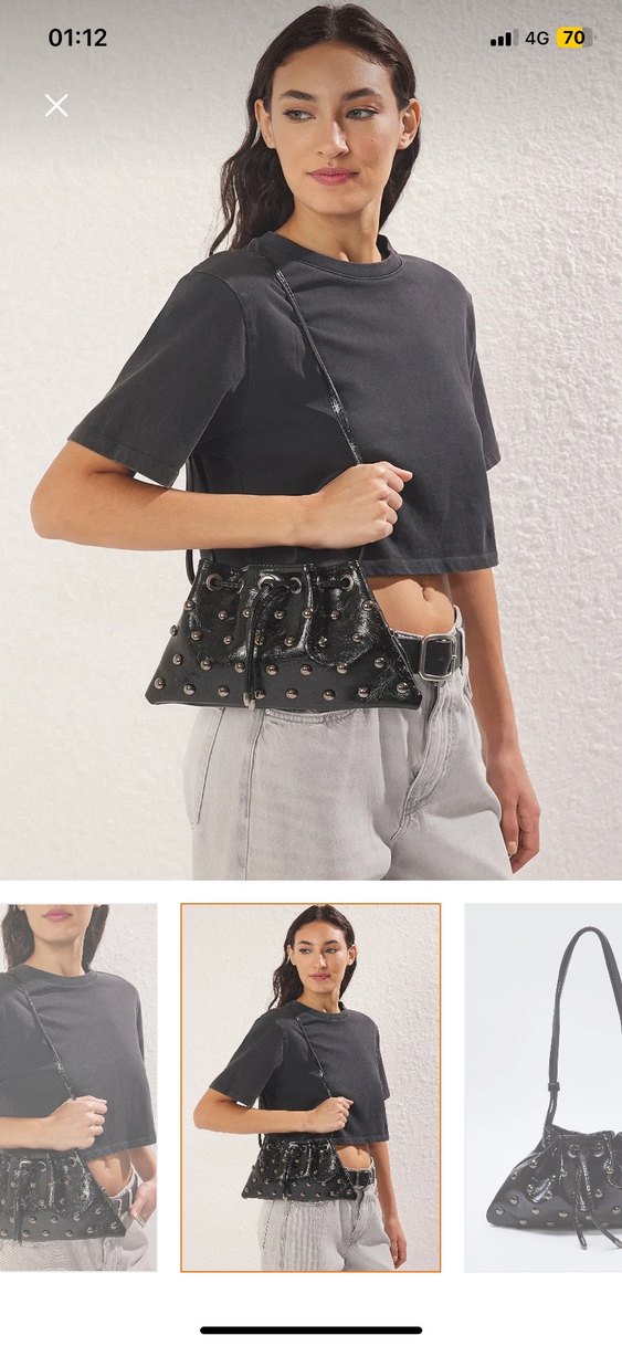 Yılan Desenli Siyah Deri Rock Punk Çanta - Görsel 2