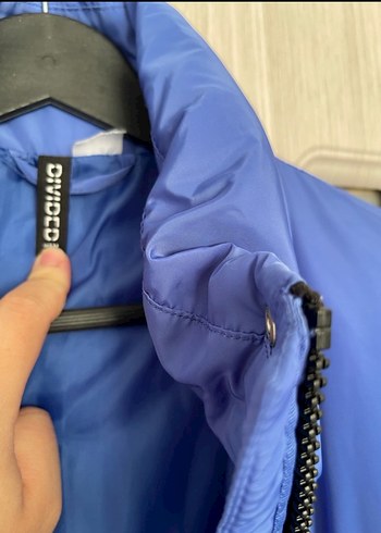 Düğmeli Mavi Kadın Kışlık Mont - Görsel 3