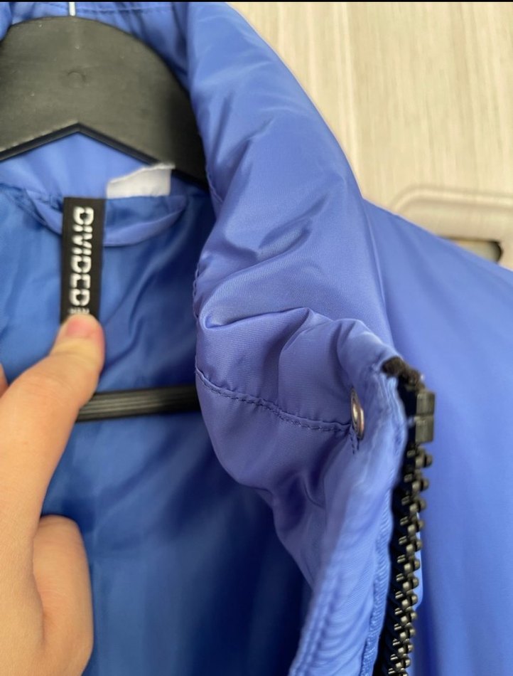 Düğmeli Mavi Kadın Kışlık Mont - Görsel 3